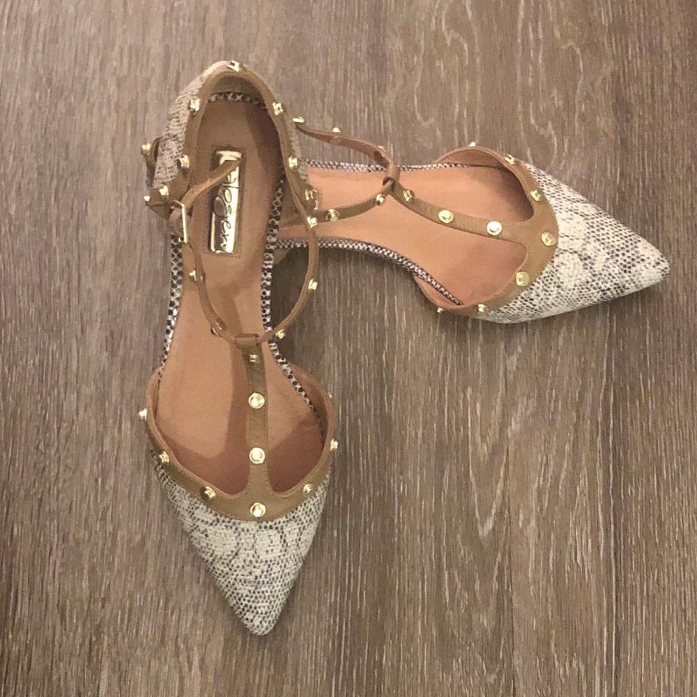 Snake Print Leather Studded Flat (Nordstrom)